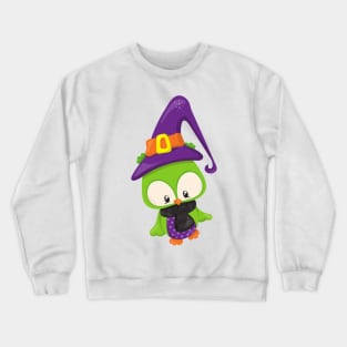 Halloween Owl, Cute Owl, Green Owl, Witch Hat Crewneck Sweatshirt